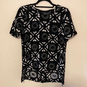 Madewell Short Sleeve Black White Gray Hi Low Button Back Top Size XS